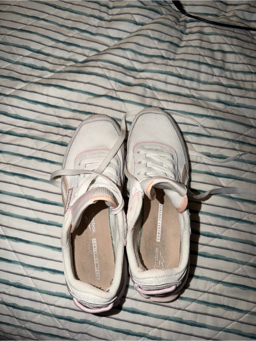 Reebok White Sneakers with Light Pink Accents